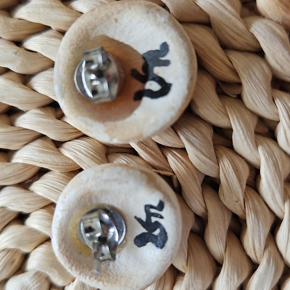 Vintage Artisan Signed Stud Earrings - Picture 3 of 5